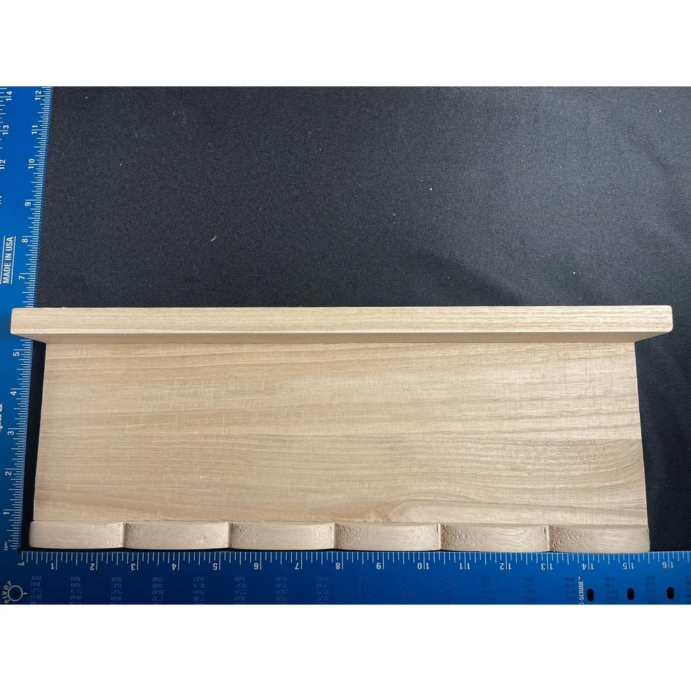 Natural Wood Scalloped Wall Shelf Floating Ledge Picture Rail 15.5 Inch Display